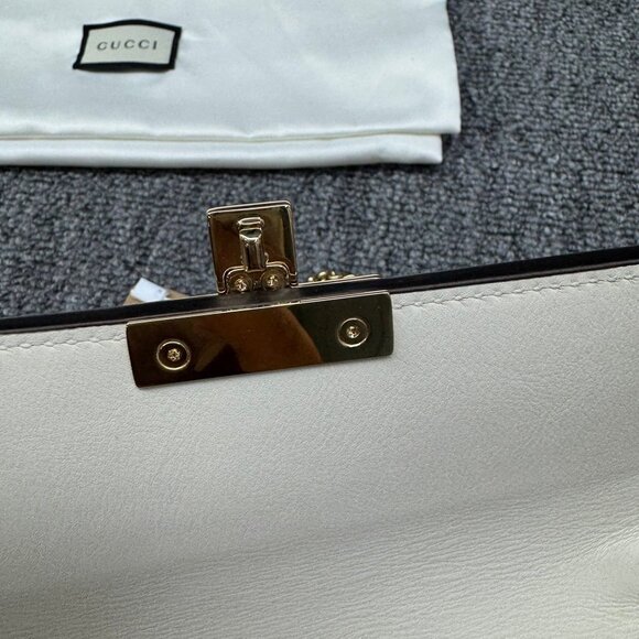 GUCCI Padlock Wallet On Chain Brown&White Canvas Tote 550-071525 - Picture 11 of 13